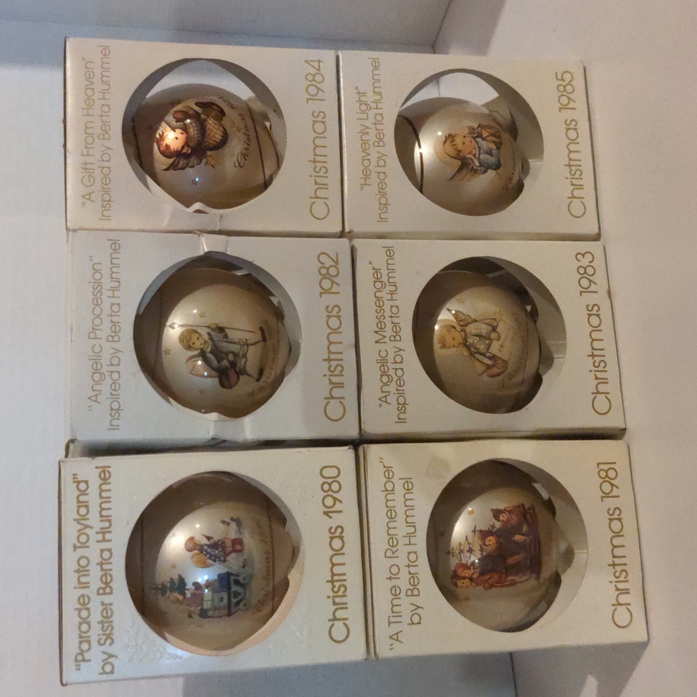 Lot of 6 Schmid Hummel Christmas Ornaments 1980, 1981, 1982, 1983, 1984 & 1985